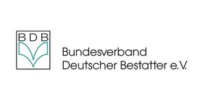 Logo des Bundesverbands Deutscher Bestatter e.V. mit Schriftzug „BDB“ und vollständigem Namen darunter.